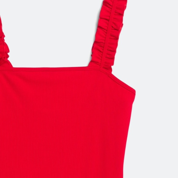 NWT Bodysuit Red Ruffled Strap - Picture 3 of 4